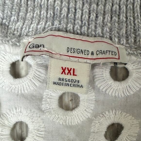 Gap Heather Gray Knit Front White Eyelet Back 3/4 Sleeve Sweater Womens Size XXL - Picture 3 of 9